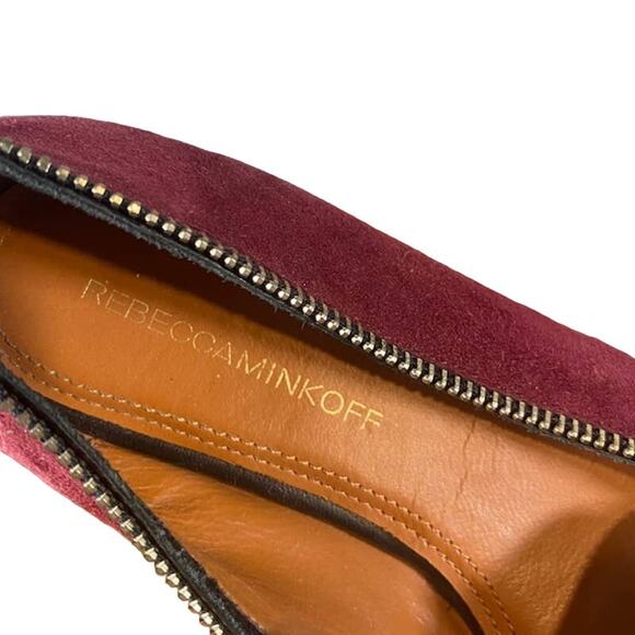Rebecca Minkoff Maroon Suede Zippered Detail Flats Women SZ 7 - Picture 5 of 11